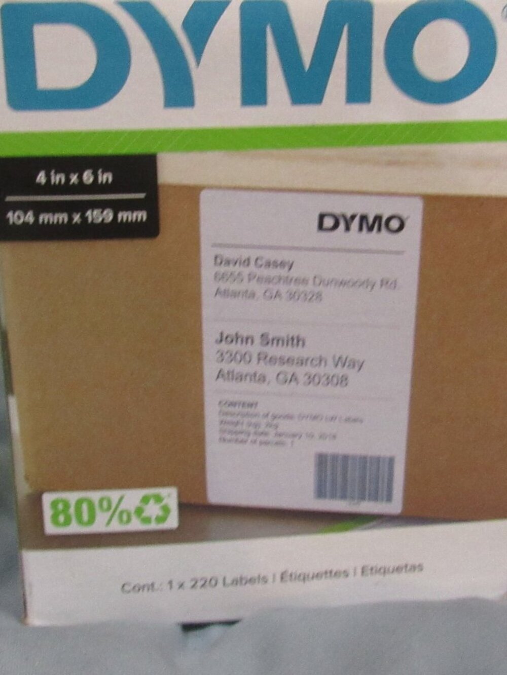 Partial Roll Dymo 4x6" Thermal Labels L634